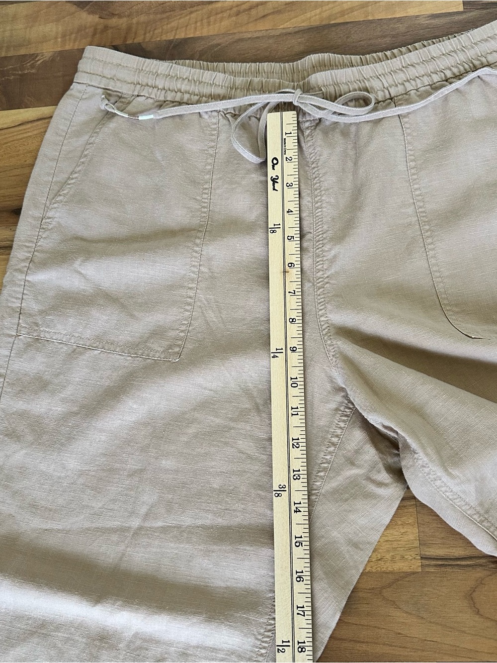 J.Crew Tan Linen Blend Pants Drawstring Elastic Waist Cropped Women’s Size XL - Picture 6 of 11